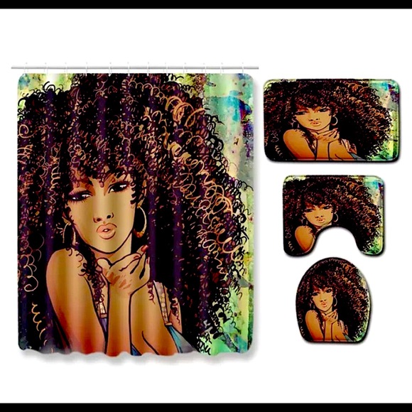 3 piece mat set with shower curtain (71 x 71 in) - Picture 2 of 2